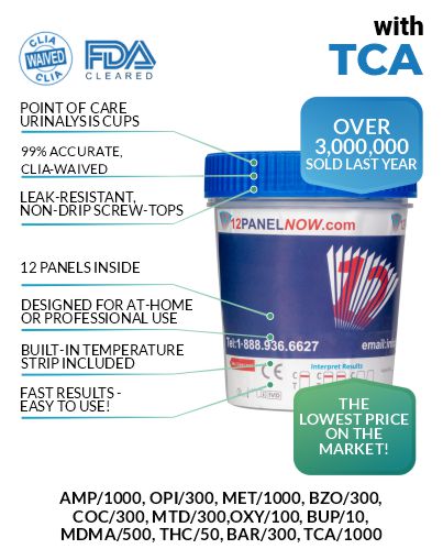 12 Panel Drug Test Cup , TCA, CLIA Waived and FDA approved, Low price $1.89