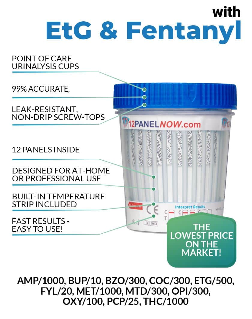 12 Panel Cup, Alcohol, ETG & Fentanyl, SALE ! Low Price $1.79